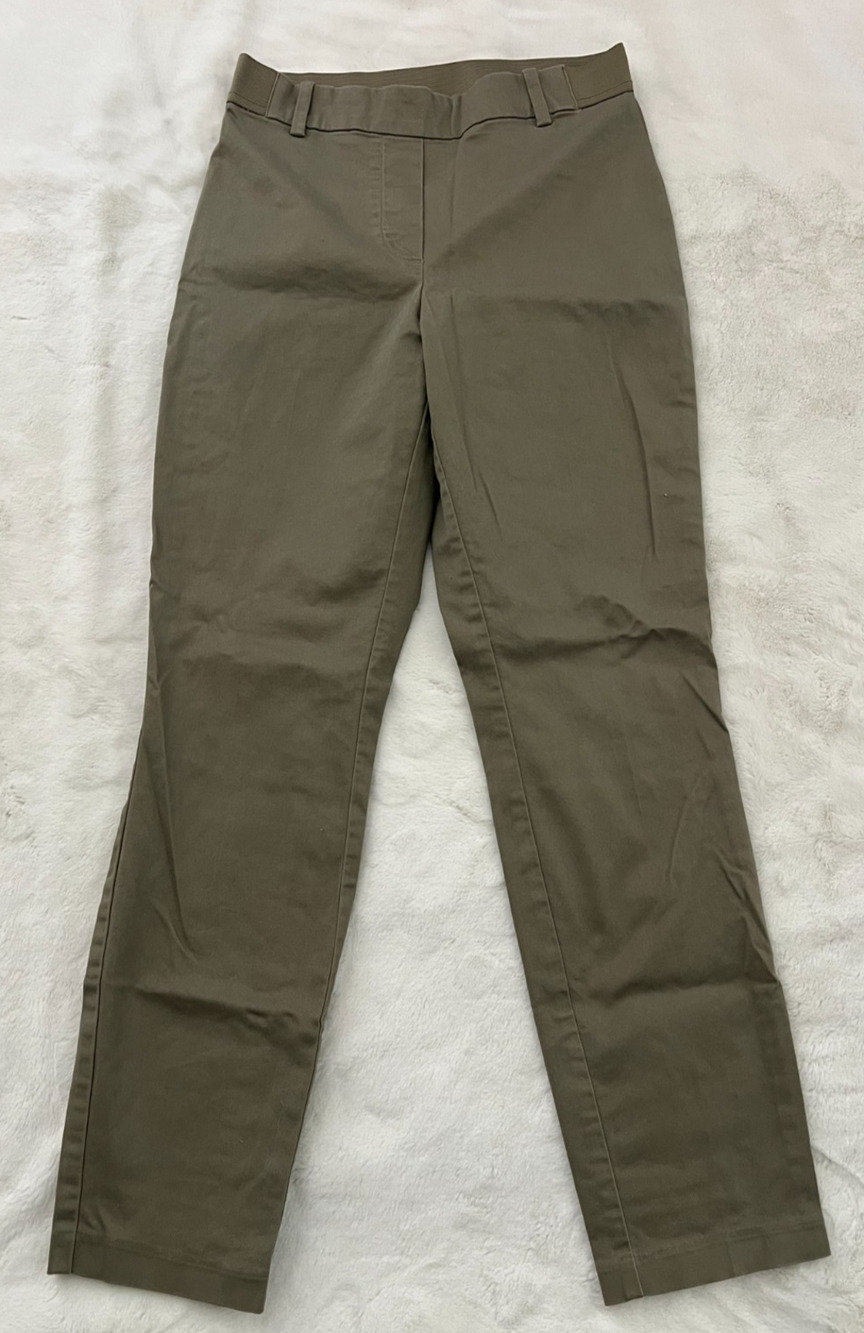 H&M Womens Size 4 Olive Green Slim Fit Pull On Chino Pants Stretch Ankle